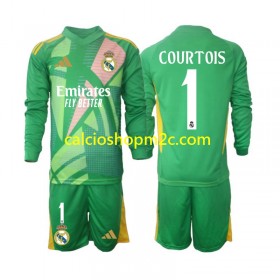 Real Madrid Thibaut Courtois 1 Portiere Bambino Maglia Terza 2024/2025 Manica Lunga